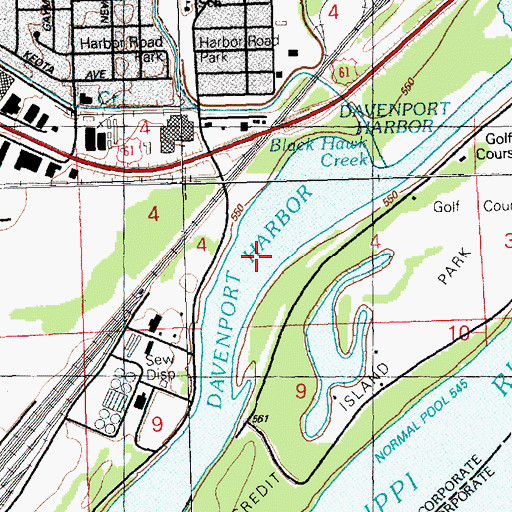 Topographic Map of Davenport Harbor, IA