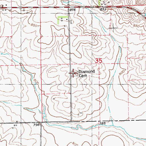 Topographic Map of Diamond Cemetery, IA