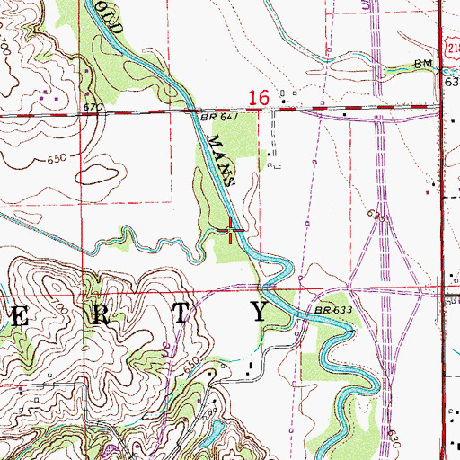Topographic Map of Dirty Face Creek, IA