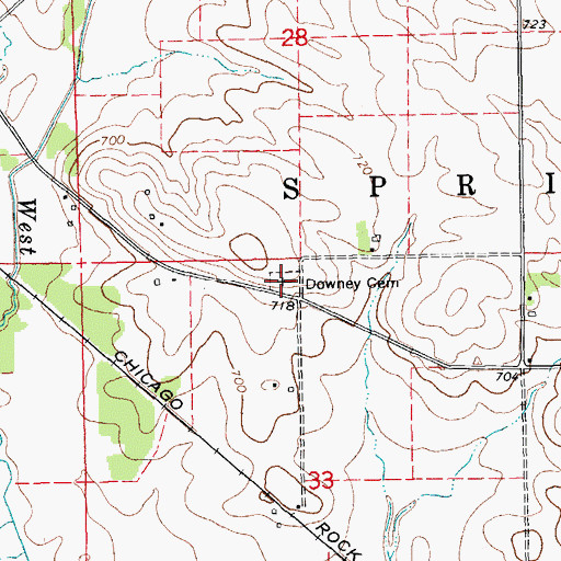 Topographic Map of Downey Cemetery, IA