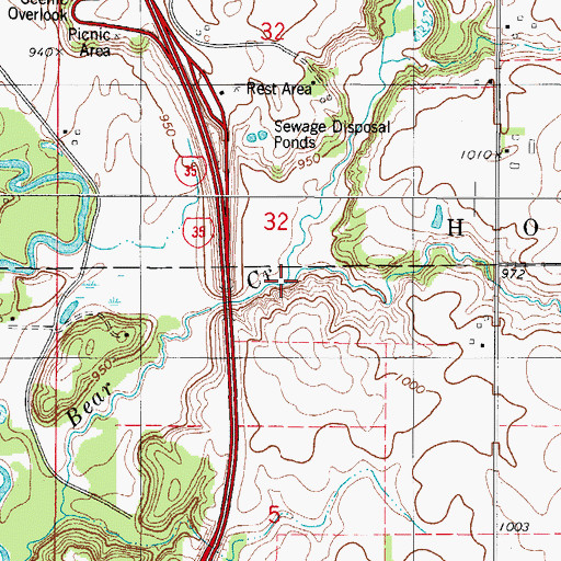 Topographic Map of Dry Creek, IA