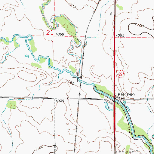 Topographic Map of East Branch Beaverdam Creek, IA