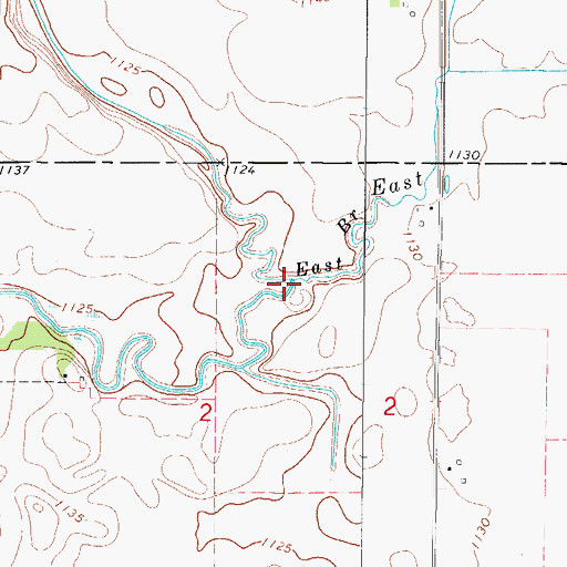 Topographic Map of East Branch Boone River, IA