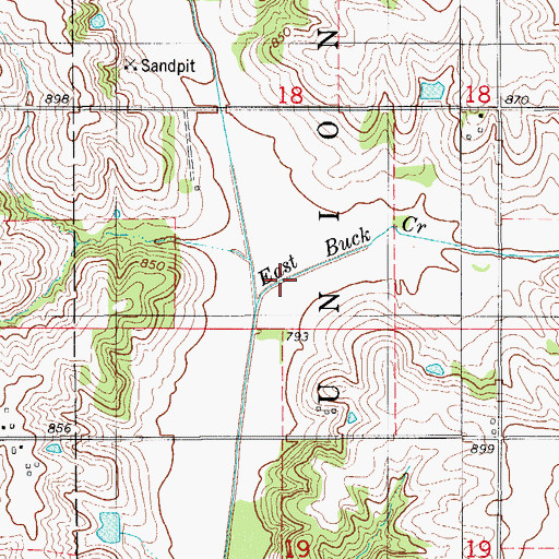 Topographic Map of East Buck Creek, IA