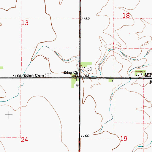 Topographic Map of Eden Church, IA