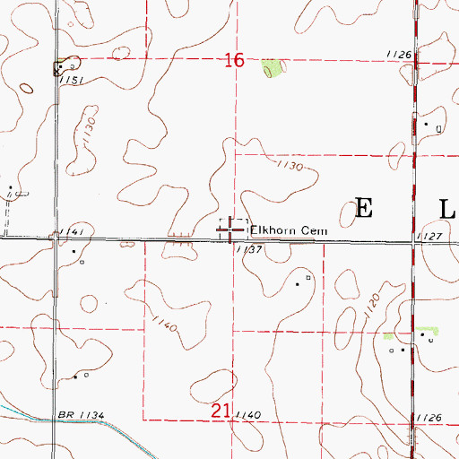 Topographic Map of Elkhorn Cemetery, IA