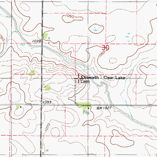 Topographic Map of Ellsworth Clear Lake Cemetery, IA