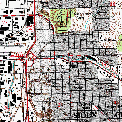 Topographic Map of Fairmount Park, IA