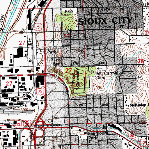 Topographic Map of Floyd Cemetery, IA
