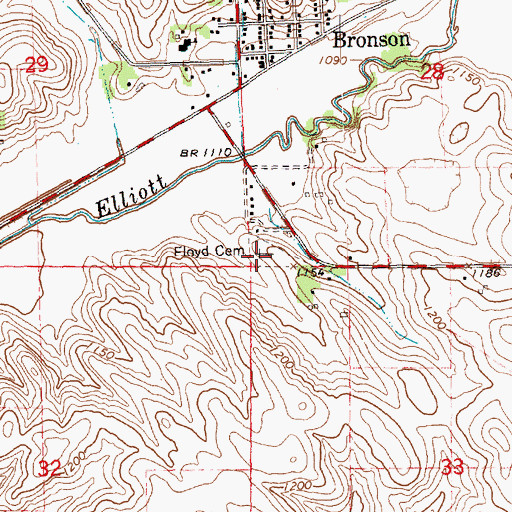 Topographic Map of Floyd Cemetery, IA