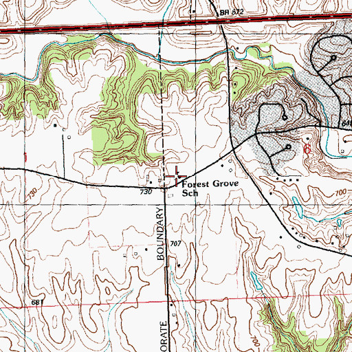 Topographic Map of Forest Grove School, IA