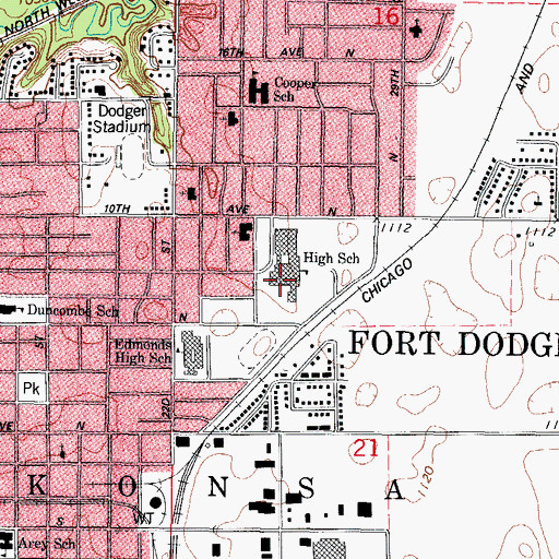Topographic Map of Fort Dodge Senior High School, IA