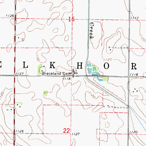 Topographic Map of Graceland Cemetery, IA
