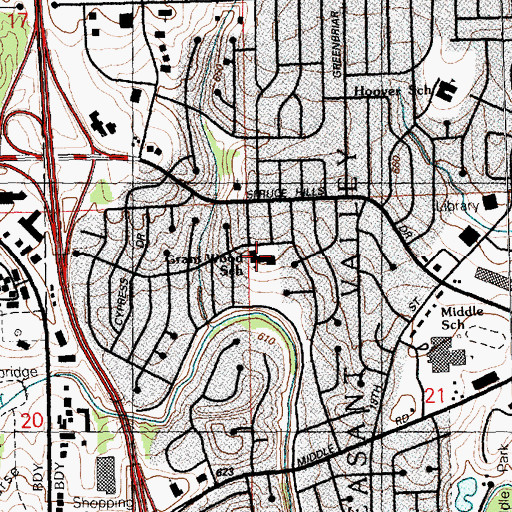 Topographic Map of Grant Wood Elementary School, IA