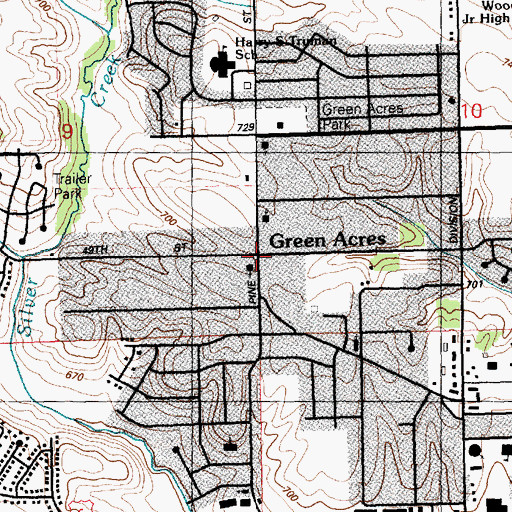 Topographic Map of Green Acres, IA