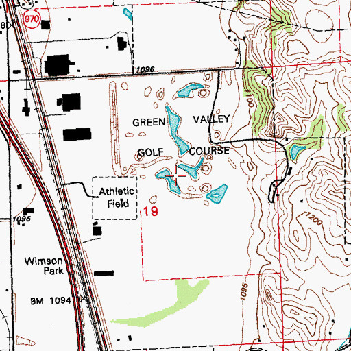Topographic Map of Green Valley Park, IA