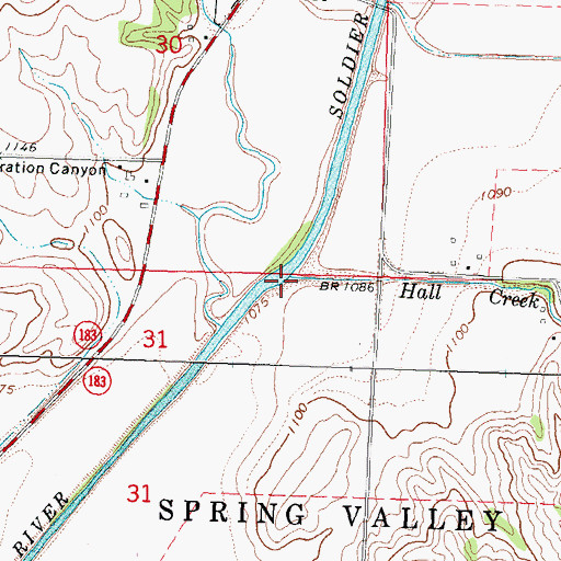 Topographic Map of Hall Creek, IA
