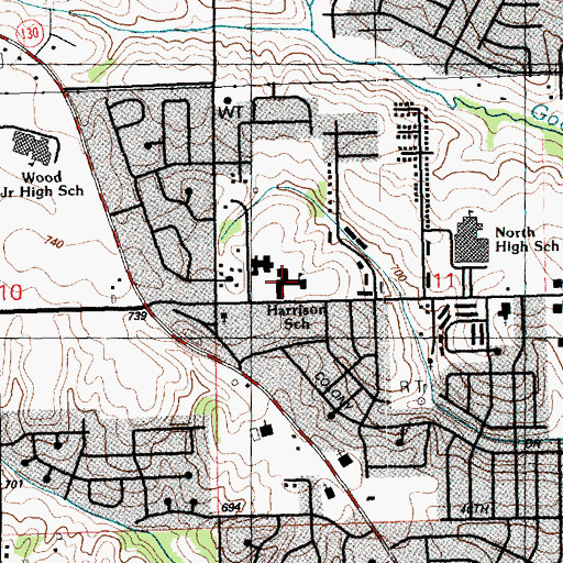 Topographic Map of Harrison Elementary School, IA