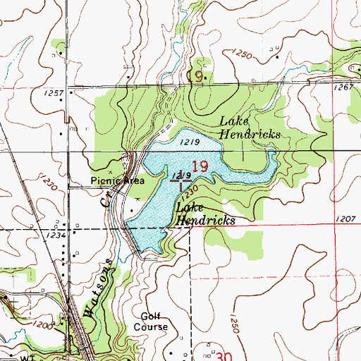 Topographic Map of Lake Hendricks, IA
