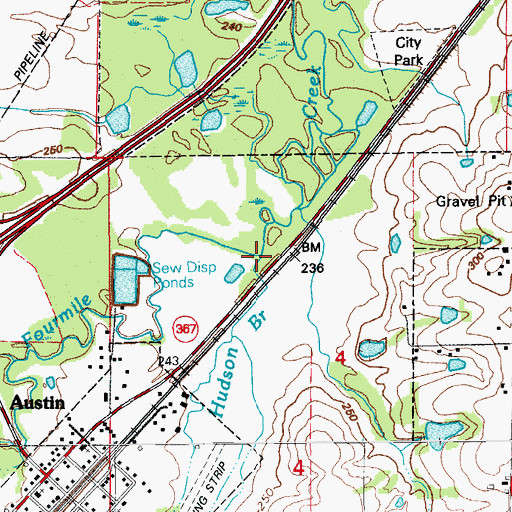 Topographic Map of Hudson Branch, AR