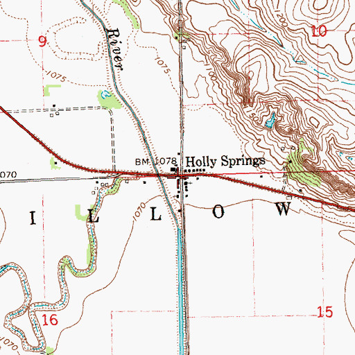 Topographic Map of Holly Springs, IA
