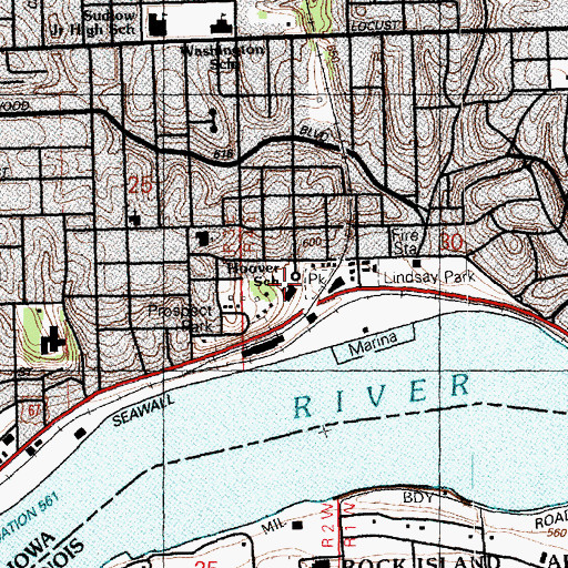 Topographic Map of Hoover School, IA