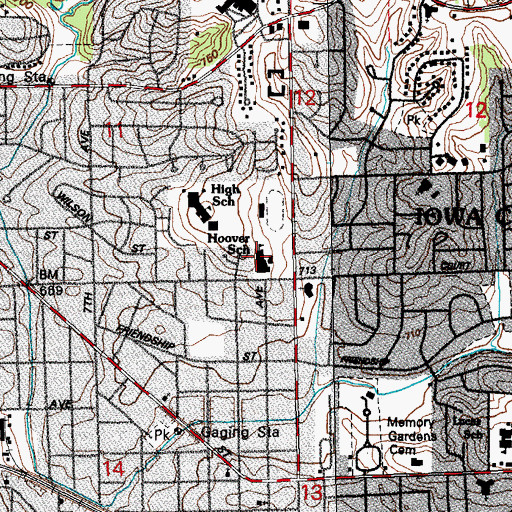 Topographic Map of Herbert Hoover Elementary School, IA