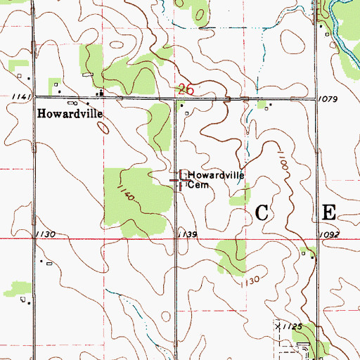 Topographic Map of Howardville Cemetery, IA