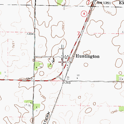 Topographic Map of Huntington, IA