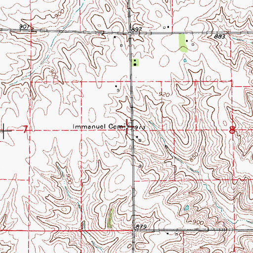 Topographic Map of Immanuel Cemetery, IA