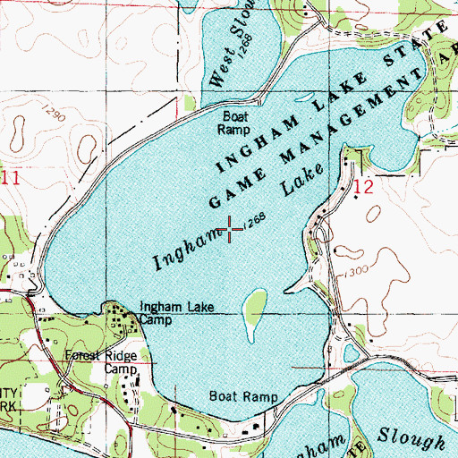 Topographic Map of Ingham Lake, IA