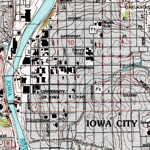 Topographic Map of Iowa City, IA