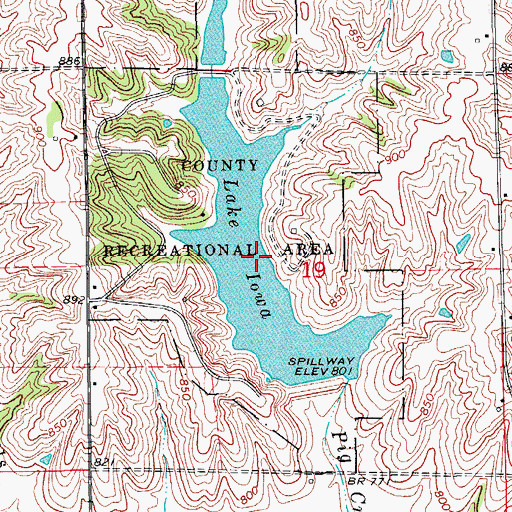 Topographic Map of Lake Iowa, IA