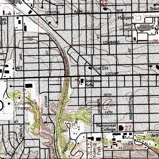 Topographic Map of Johnson School, IA