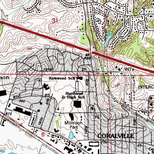 Topographic Map of Kirkwood Elementary School, IA
