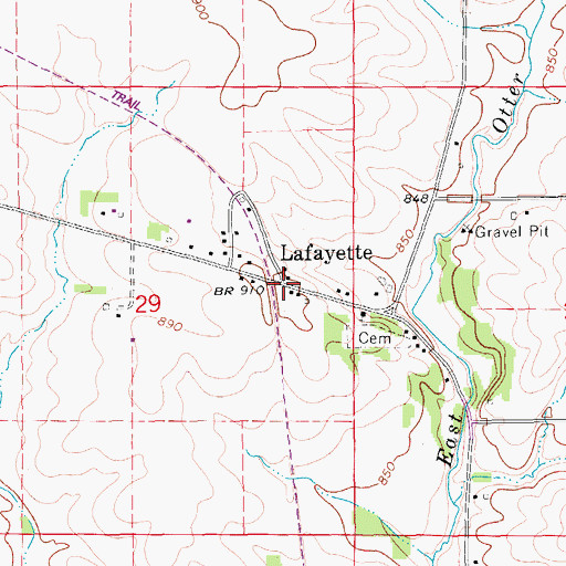 Topographic Map of Lafayette, IA