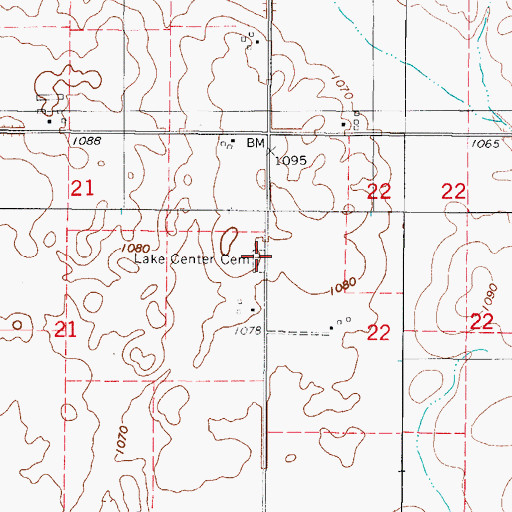Topographic Map of Lake Center Cemetery, IA