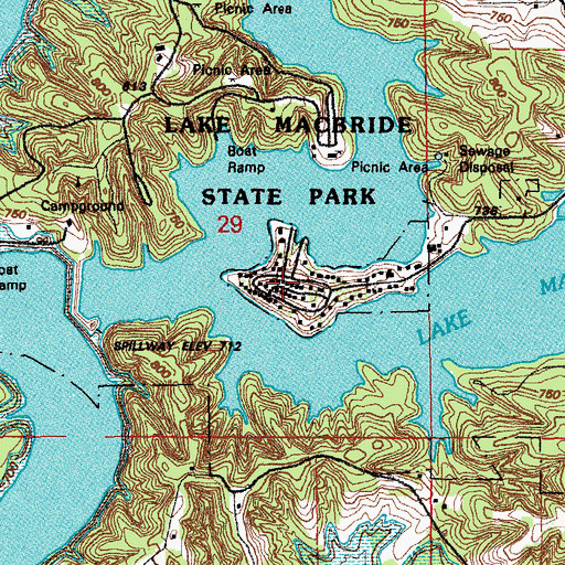 Topographic Map of Lake Macbride State Park, IA
