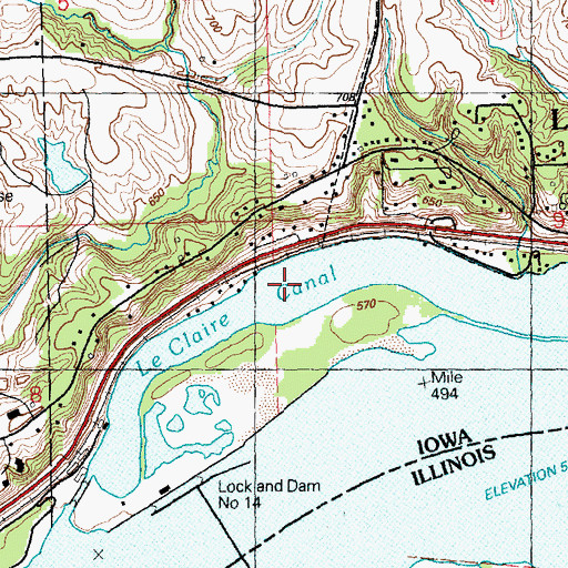 Topographic Map of Le Claire Canal, IA