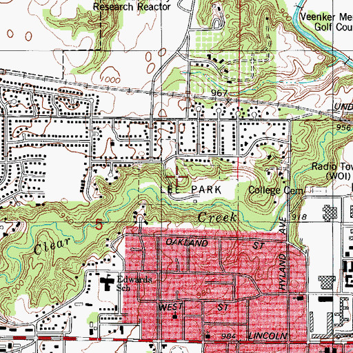 Topographic Map of Lee Park, IA
