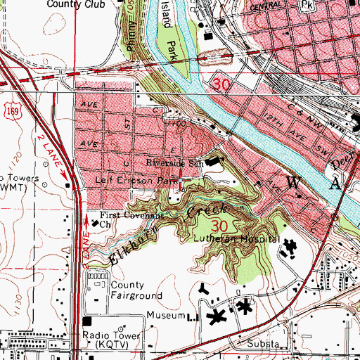Topographic Map of Leif Ericson Park, IA