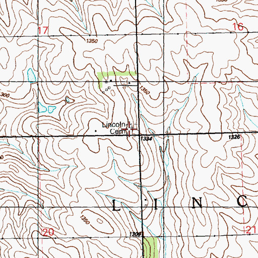 Topographic Map of Lincoln Cemetery, IA