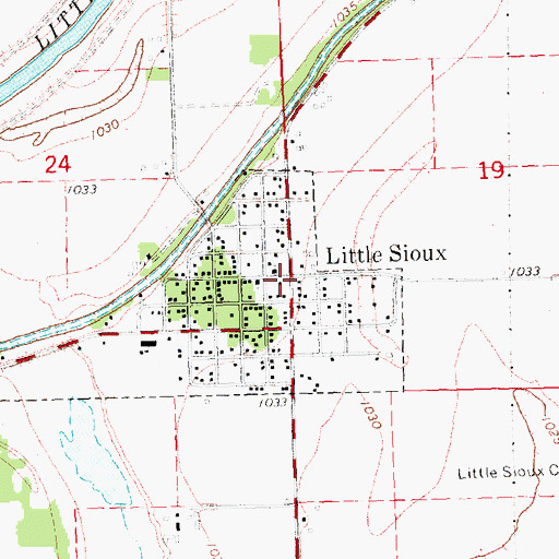 Topographic Map of Little Sioux, IA