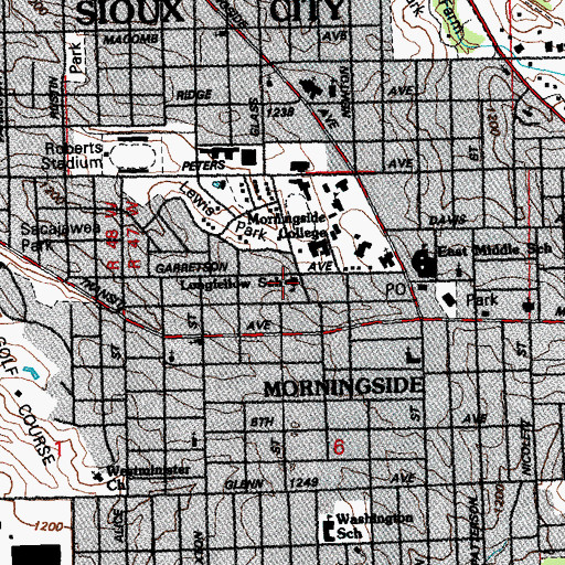 Topographic Map of Longfellow Elementary School, IA
