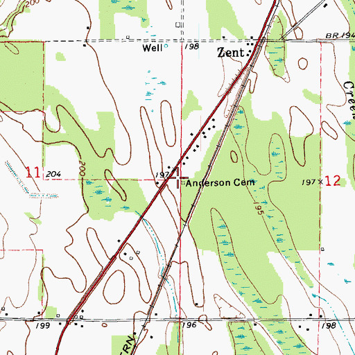 Topographic Map of Anderson Cemetery, AR