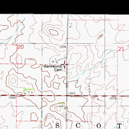 Topographic Map of Mamirelund Cemetery, IA