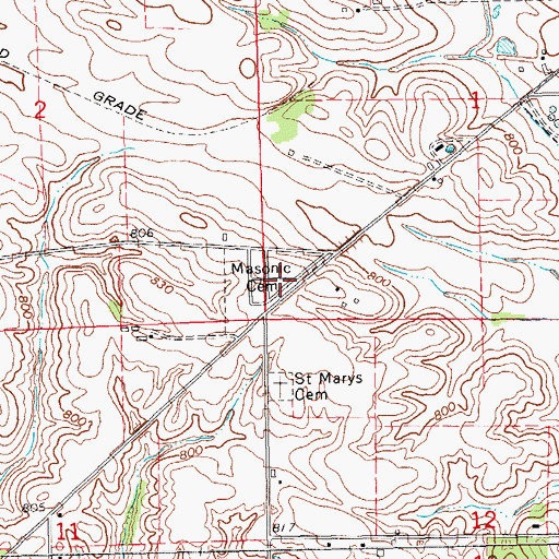 Topographic Map of Masonic Cemetery, IA