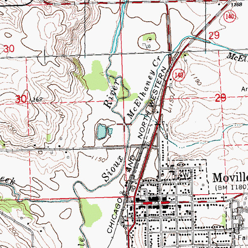 Topographic Map of McElhaney Creek, IA