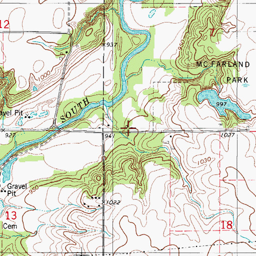 Topographic Map of McFarland Lake Park, IA