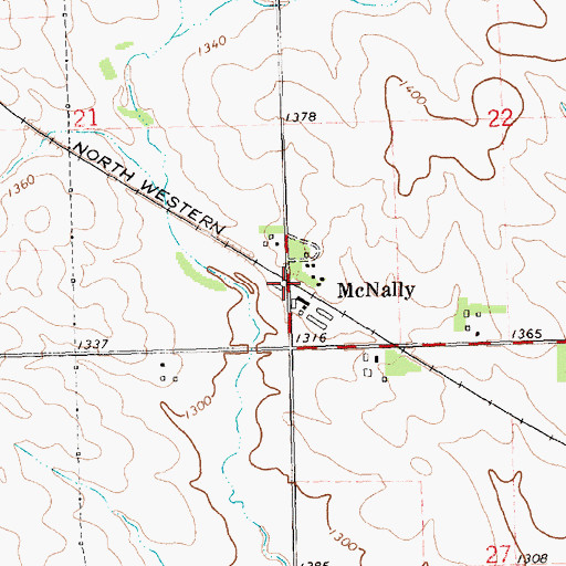 Topographic Map of McNally, IA